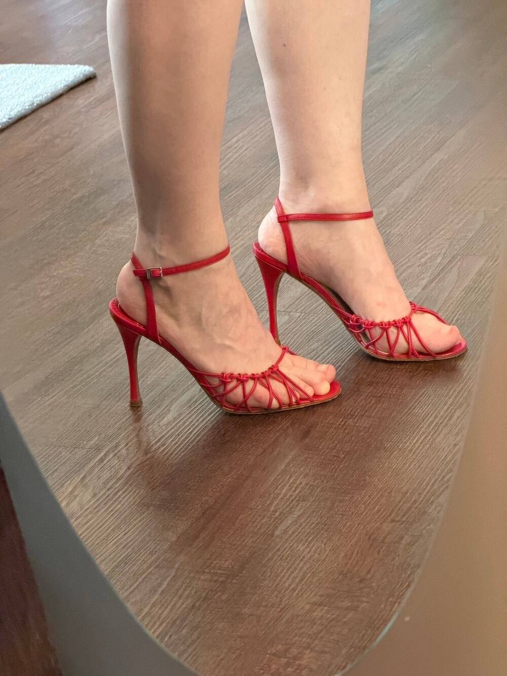 Vintage Christian Dior Red Strappy Heels Sandals Size 38